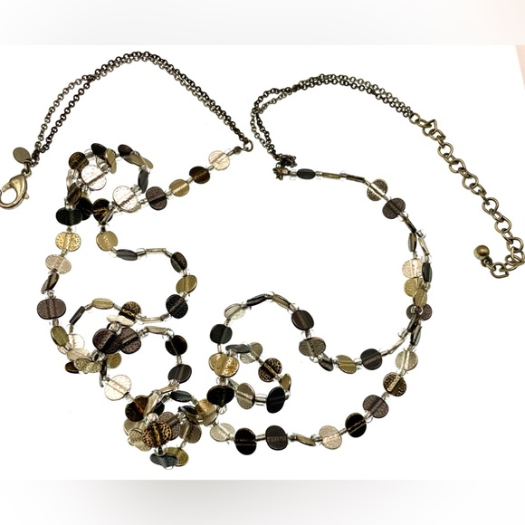 3 for $30 Chico’s Signed Silver Tone Long Double Strand Small Beaded Necklace - Picture 6 of 8